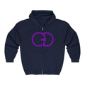 Unisex Full Zip Hoodie with Modern Purple Symbol - Perfect for Every Occasion