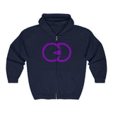 Unisex Full Zip Hoodie with Modern Purple Symbol - Perfect for Every Occasion
