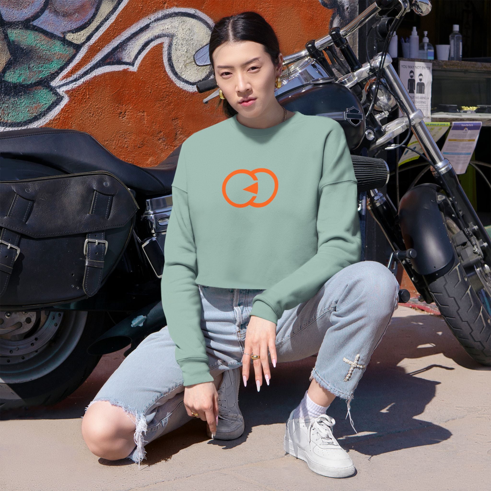 Women's Cropped Sweatshirt - Casual Everyday Style with Trendy Orange Design