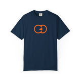 Casual Unisex Garment-Dyed T-Shirt with Playful Orange Graphic - Perfect for Everyday Wear