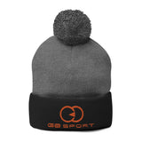 Cozy Pom-Pom Knit Cap with Embroidery - Stylish Winter Accessory for Sports Enthusiasts