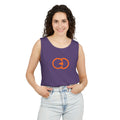 Unisex Garment-Dyed Tank Top with Orange Graphic - Casual Summer Wear