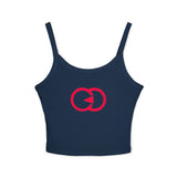 Trendy Women's Spaghetti Strap Tank Top with Modern Graphic Design