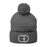 Cozy Pom-Pom Knit Cap with Embroidered Design
