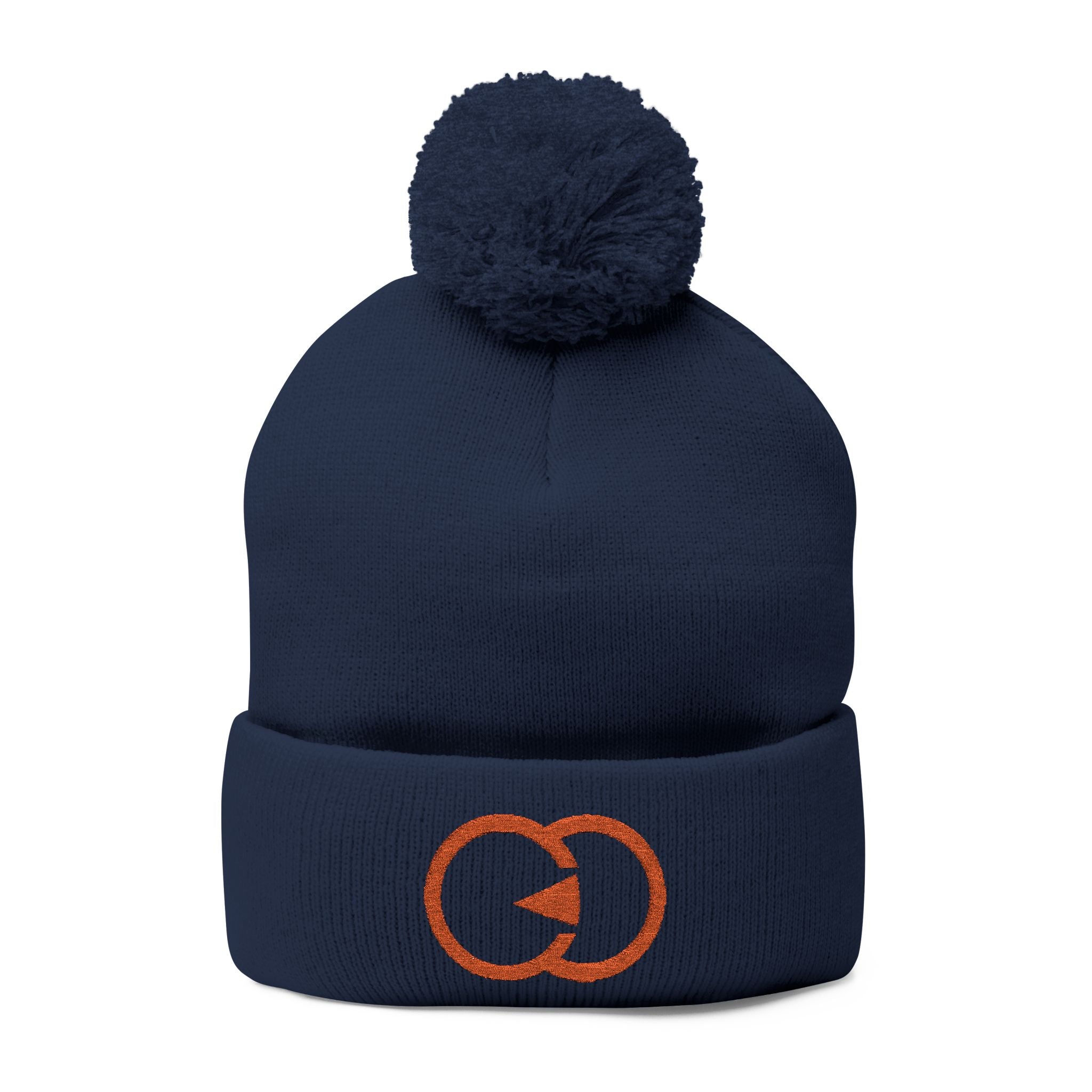 Cozy Pom-Pom Knit Cap with Embroidered Design