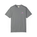 Unisex Garment-Dyed T-Shirt with Pink Logo - Casual Summer Essential