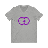 Unisex V-Neck Tee with Purple Interlocking Design - Casual Comfort for Everyday Wear