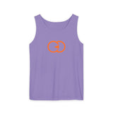 Unisex Garment-Dyed Tank Top with Orange Graphic - Casual Summer Wear