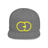 Vibrant Yellow Embroidered Flat Bill Snapback Hat - Stylish Urban Accessory