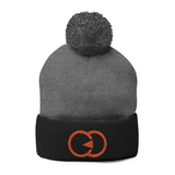 Cozy Pom-Pom Knit Cap with Embroidered Design