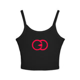 Trendy Women's Spaghetti Strap Tank Top with Modern Graphic Design
