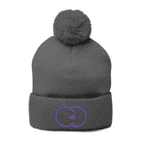 Cozy Pom-Pom Knit Cap with Custom Embroidery