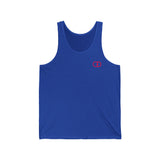 Minimalist Unisex Jersey Tank with Red Graphic | Casual Summer Wear