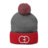 Cozy Pom-Pom Knit Cap with Embroidered Design