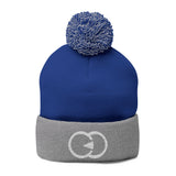 Cozy Pom-Pom Knit Cap with Embroidered Design