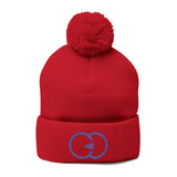 Cozy Pom-Pom Knit Cap with Custom Embroidery