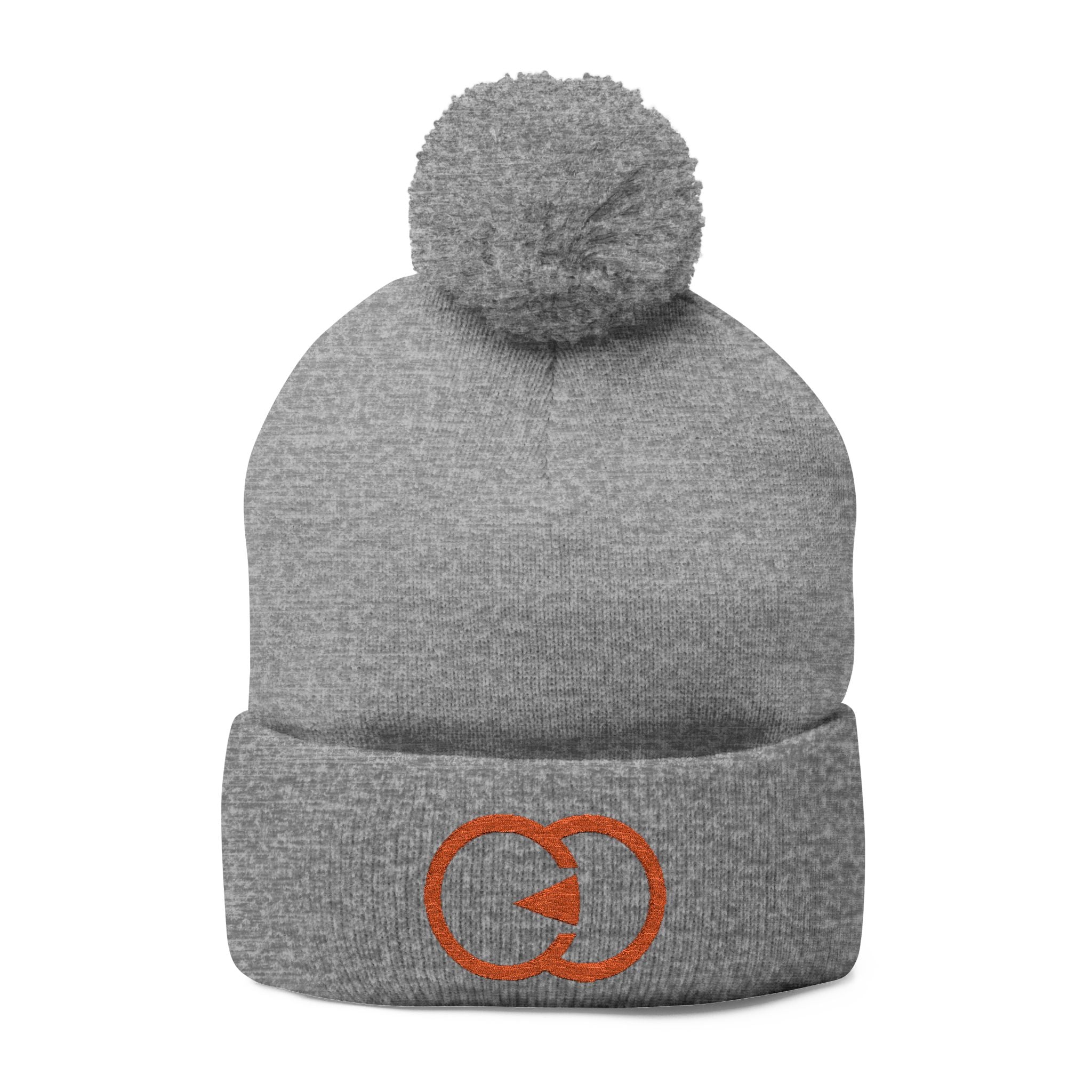 Cozy Pom-Pom Knit Cap with Embroidered Design