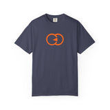 Casual Unisex Garment-Dyed T-Shirt with Playful Orange Graphic - Perfect for Everyday Wear