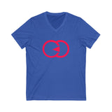 Unisex V-Neck Tee with Interlocking Design - Casual Style for Friendship Celebrations