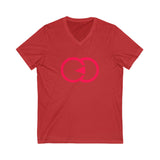 Unisex V-Neck Tee with Interlocking Design - Casual Style for Friendship Celebrations