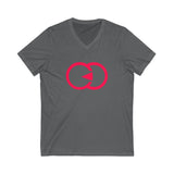 Unisex V-Neck Tee with Interlocking Design - Casual Style for Friendship Celebrations