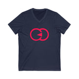 Unisex V-Neck Tee with Interlocking Design - Casual Style for Friendship Celebrations