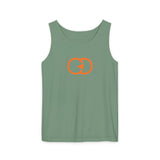 Unisex Garment-Dyed Tank Top with Orange Graphic - Casual Summer Wear