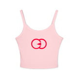 Trendy Women's Spaghetti Strap Tank Top with Modern Graphic Design