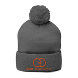 Cozy Pom-Pom Knit Cap with Embroidery - Stylish Winter Accessory for Sports Enthusiasts