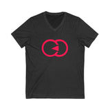 Unisex V-Neck Tee with Interlocking Design - Casual Style for Friendship Celebrations