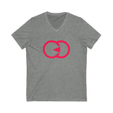 Unisex V-Neck Tee with Interlocking Design - Casual Style for Friendship Celebrations