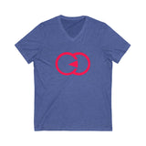 Unisex V-Neck Tee with Interlocking Design - Casual Style for Friendship Celebrations
