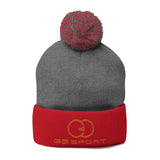 Cozy Pom-Pom Knit Cap with Embroidery - Stylish Winter Accessory for Sports Enthusiasts