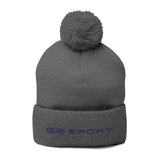 Cozy Pom-Pom Knit Cap with Embroidery - Perfect Winter Accessory