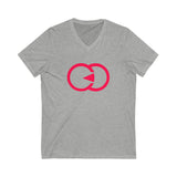Unisex V-Neck Tee with Interlocking Design - Casual Style for Friendship Celebrations