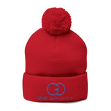 Cozy Pom-Pom Knit Cap with Embroidery for Winter Style