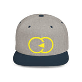 Vibrant Yellow Embroidered Flat Bill Snapback Hat - Stylish Urban Accessory