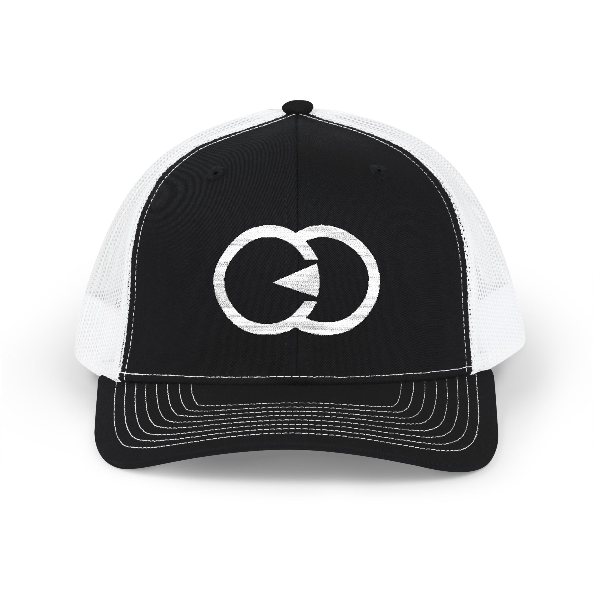 Black & White Embroidered Snapback Trucker Cap - Casual Stylish Hat for Everyday Wear