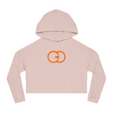 Women's Cropped Hooded Sweatshirt with Orange Symbol - Trendy Casual Look for Any Occasion