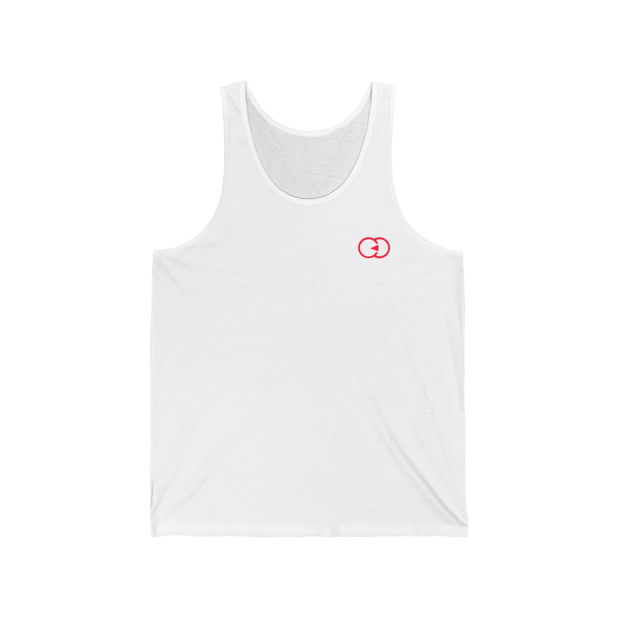 Minimalist Unisex Jersey Tank with Red Graphic | Casual Summer Wear