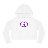 Stylish Women’s Cropped Hooded Sweatshirt - Trendy Purple Logo