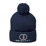 Cozy Pom-Pom Knit Cap with Embroidery - Perfect Winter Hat for Men and Women