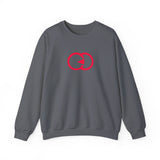 Stylish White Unisex Crewneck Sweatshirt with Modern Red Graphic
