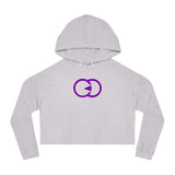 Stylish Women’s Cropped Hooded Sweatshirt - Trendy Purple Logo