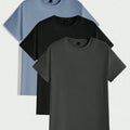 Mens 3 Plain Round Neck Dyed T-Shirt bundle