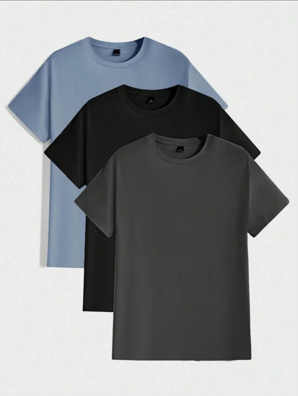 Mens 3 Plain Round Neck Dyed T-Shirt bundle